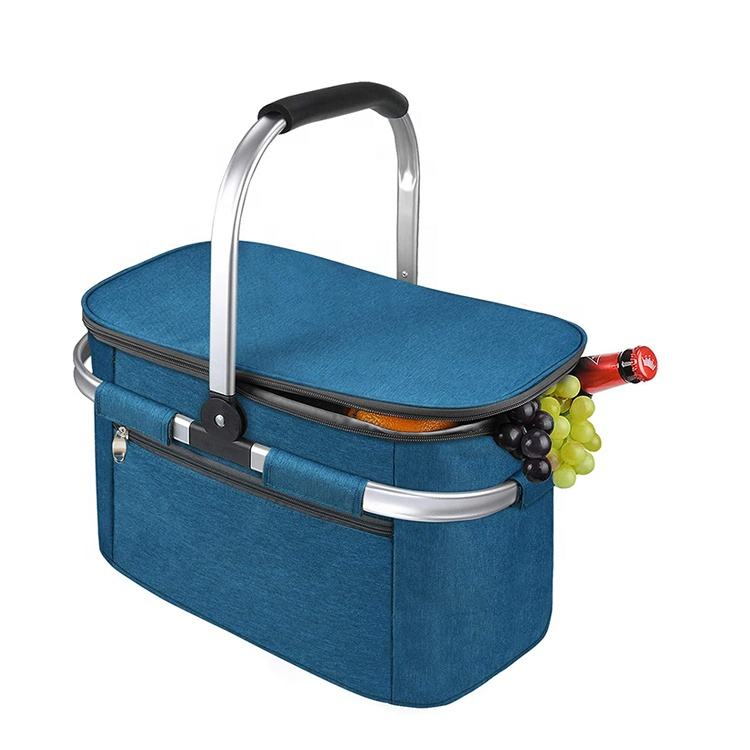 野餐篮套装假日柳条绝缘野餐篮，带冷却器定制空柳条心脏野餐篮4人