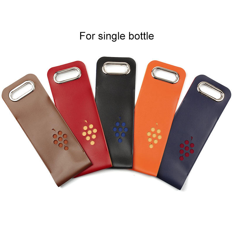 Custom Colorful Elegant Reusable PU Double Single Wine Tote Bag for Wine